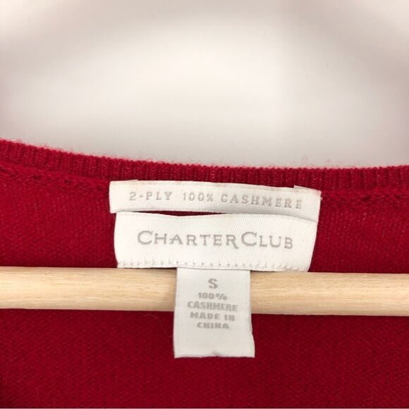 Charter Club Sweater Womens Small 100% Cashmere Red V Neck - Picture 5 of 10